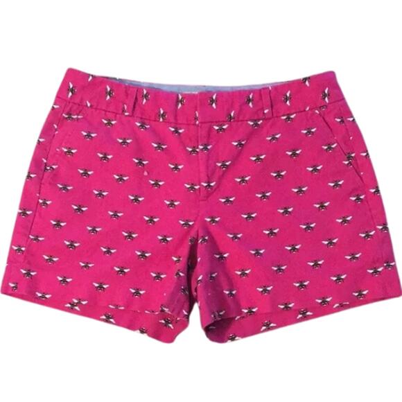 Banana Republic Hot Pink Hampton Fit Shorts Bee Print Size 6 - Picture 2 of 4